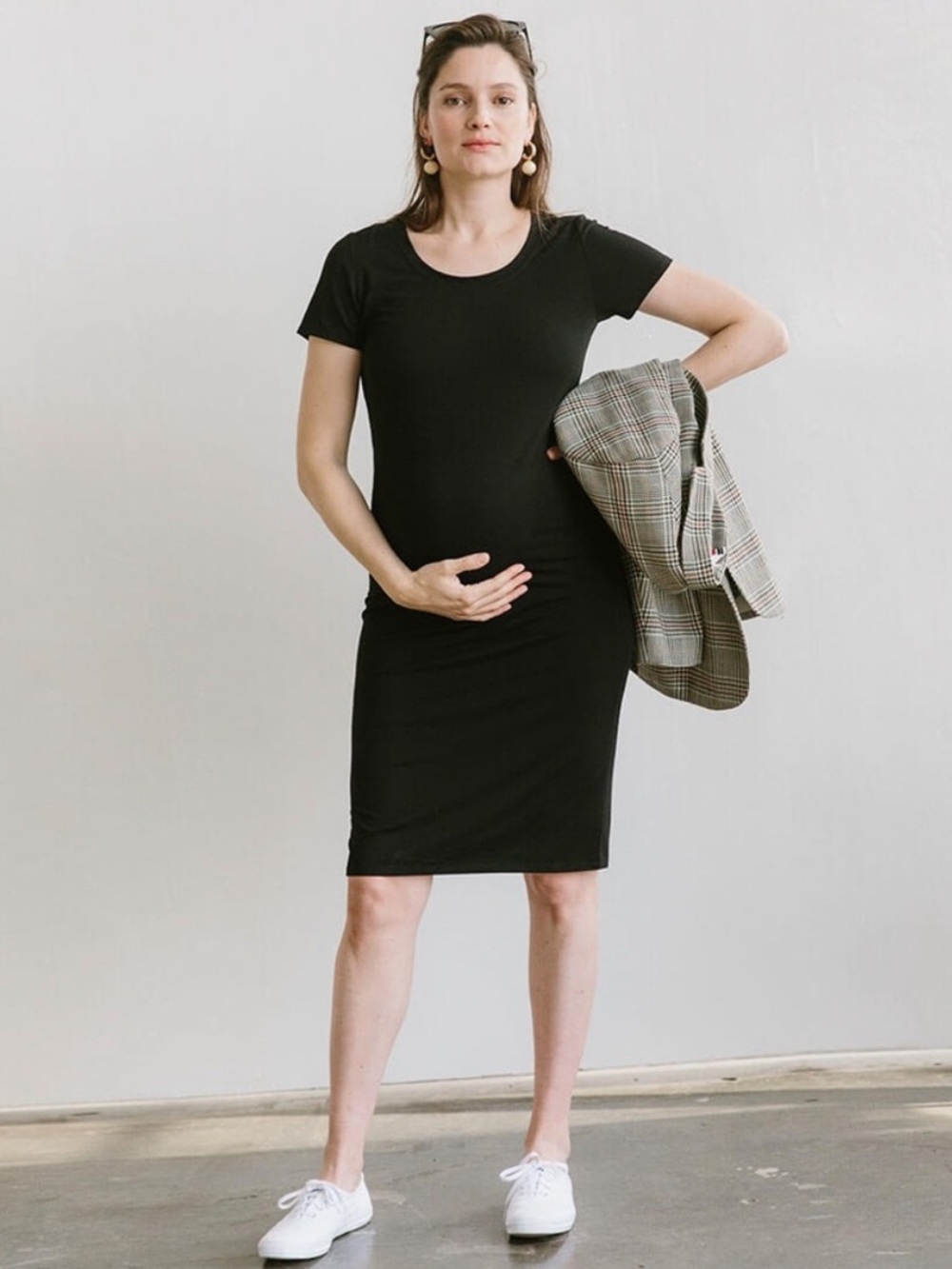 STORQ Size S On Repeat Short Sleeve T-Shirt Midi Knee Length Dress in Black